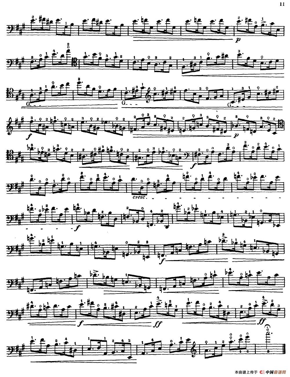 大提琴高级练习曲40首 No.5小提琴谱