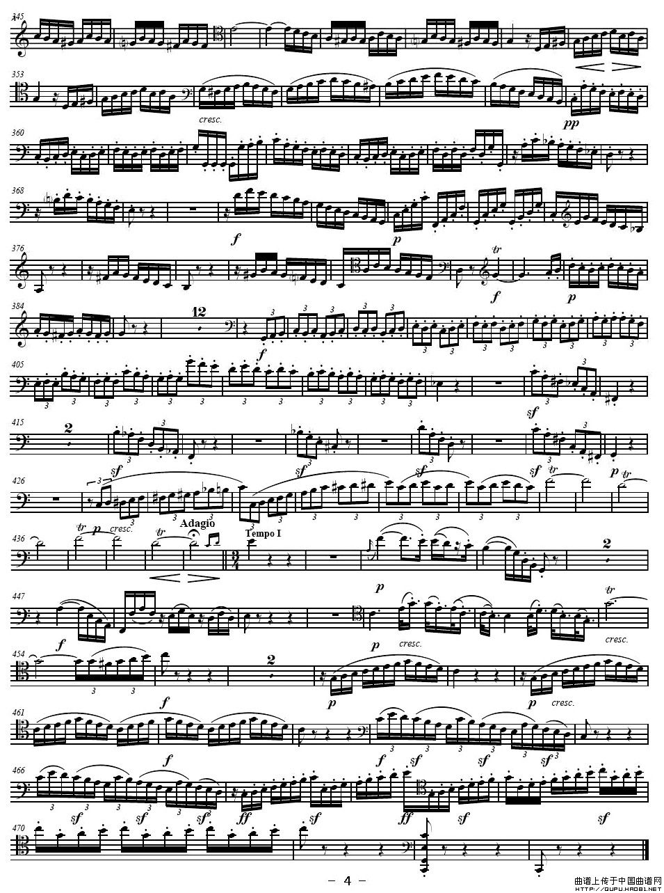 贝多芬C大调三重协奏曲第三乐章作品56（大提琴分谱）小提琴谱