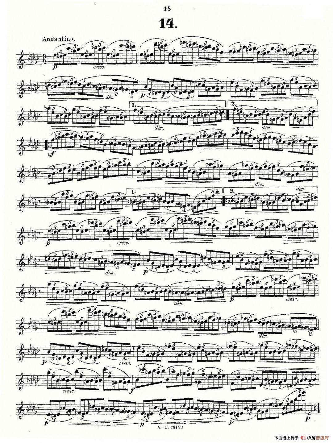 24首长笛练习曲 Op.21 之13-24长笛谱
