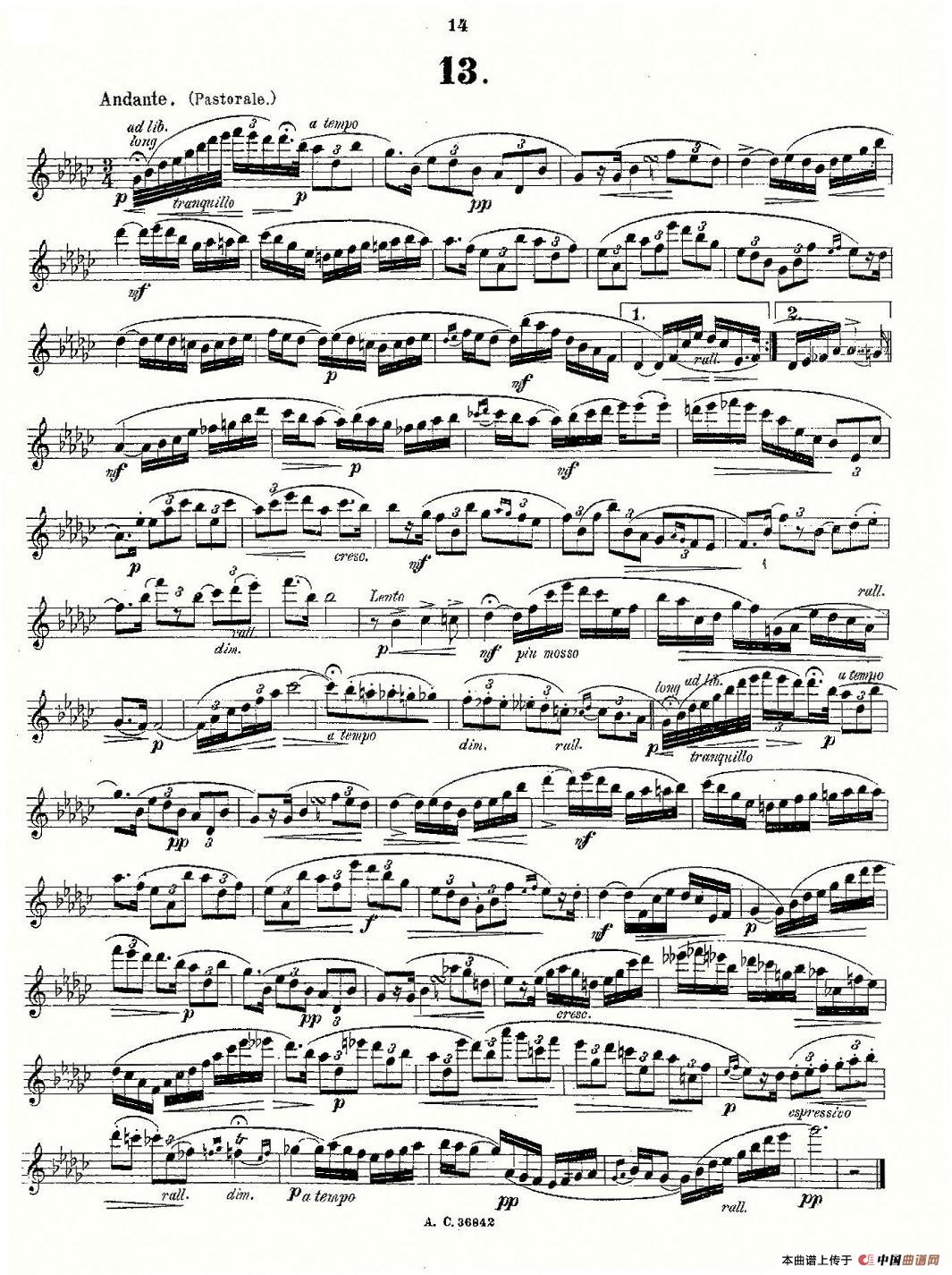 24首长笛练习曲 Op.21 之13-24长笛谱