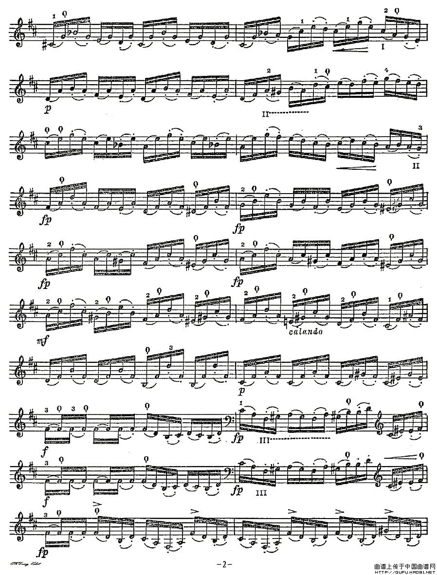 皮阿蒂 12首大提琴随想曲) 第十）小提琴谱