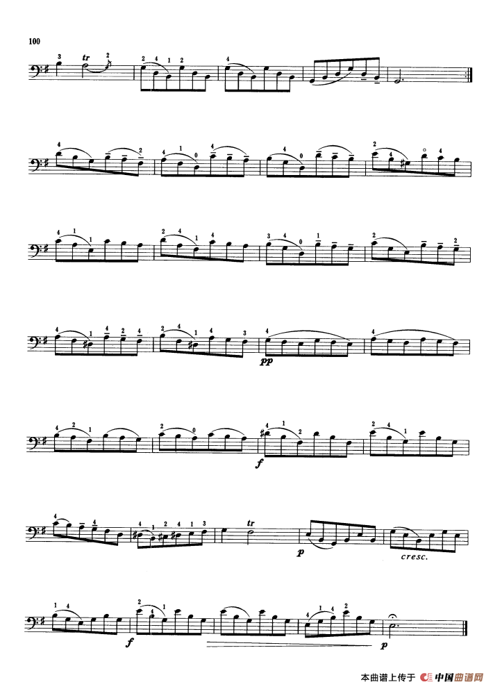 马尔切洛e小调奏鸣曲 （大提琴）小提琴谱