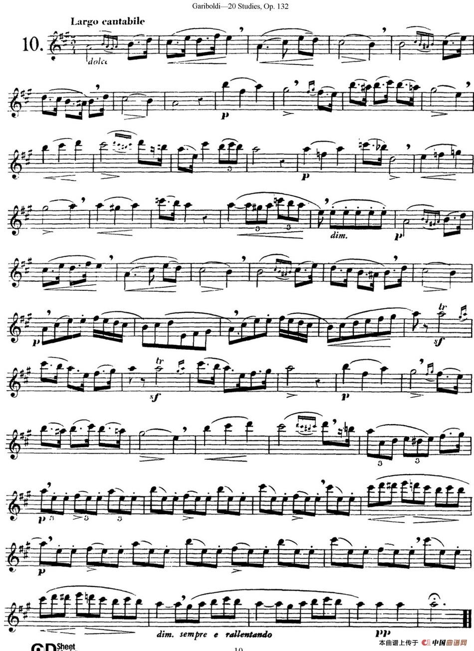 二十首练习曲作品132号之10长笛谱