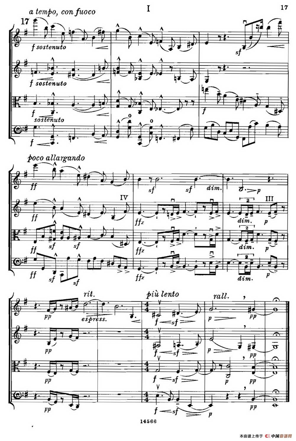 QUARTET Op.83（第一部分）（弦乐四重奏）小提琴谱