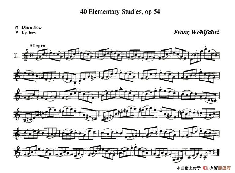 40首小提琴初级技巧练习曲之11小提琴谱