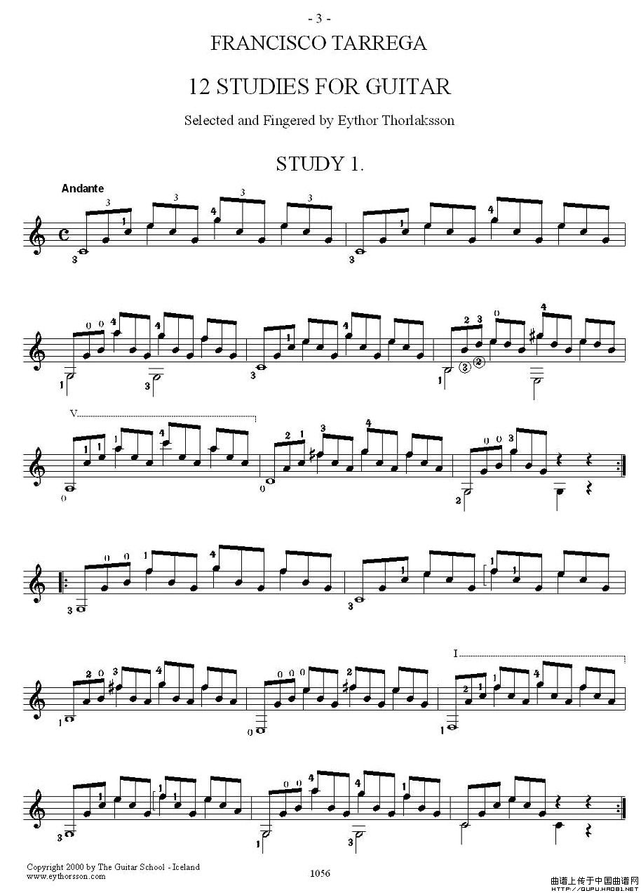 他雷加12首练习曲之1吉他谱