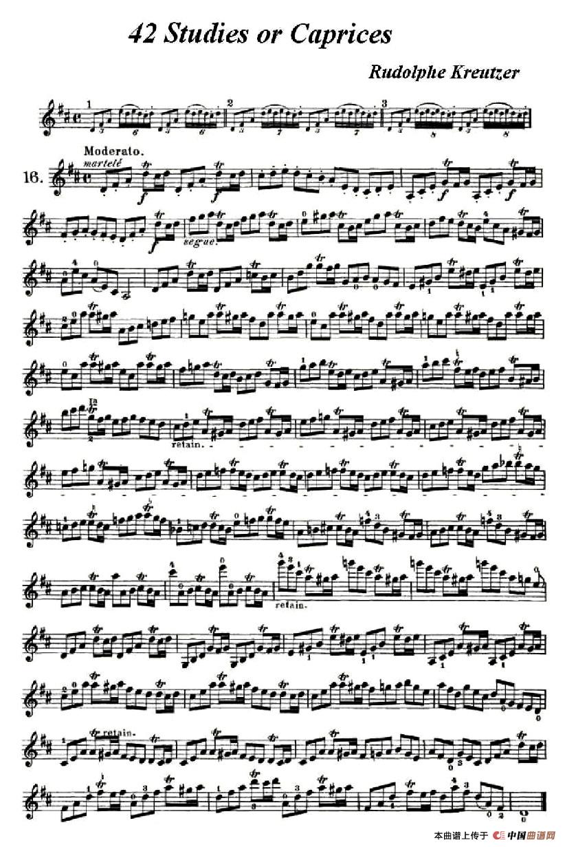 42首练习曲或隨想曲之16小提琴谱
