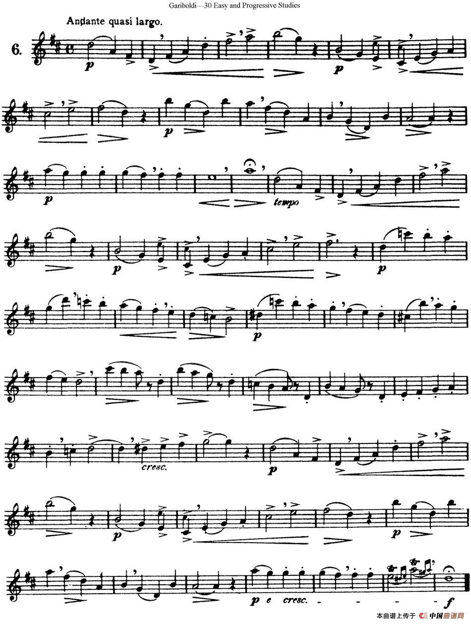 三十首基础及提高练习曲（NO.6）长笛谱