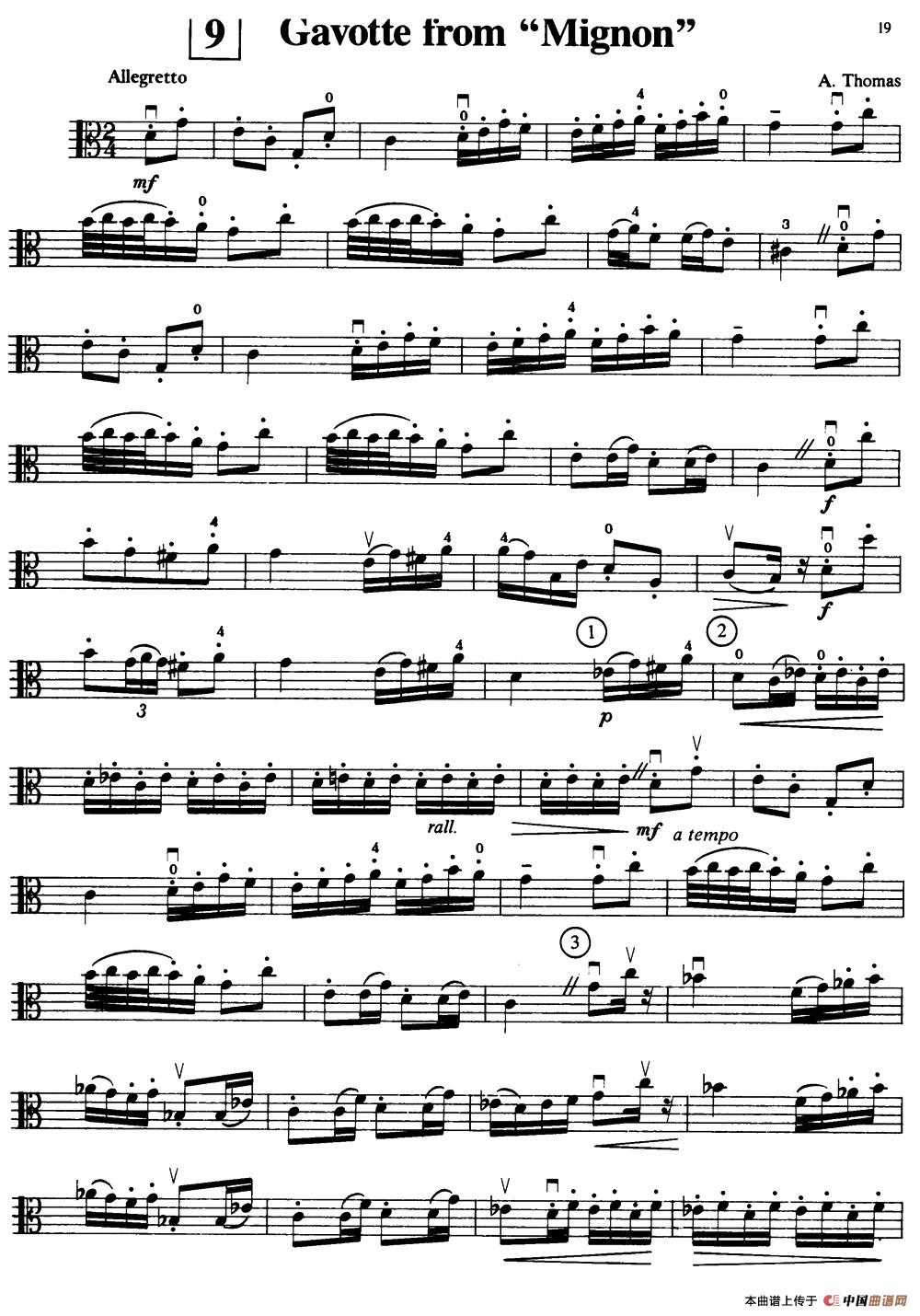 Gavotte From mignon（中提琴）小提琴谱