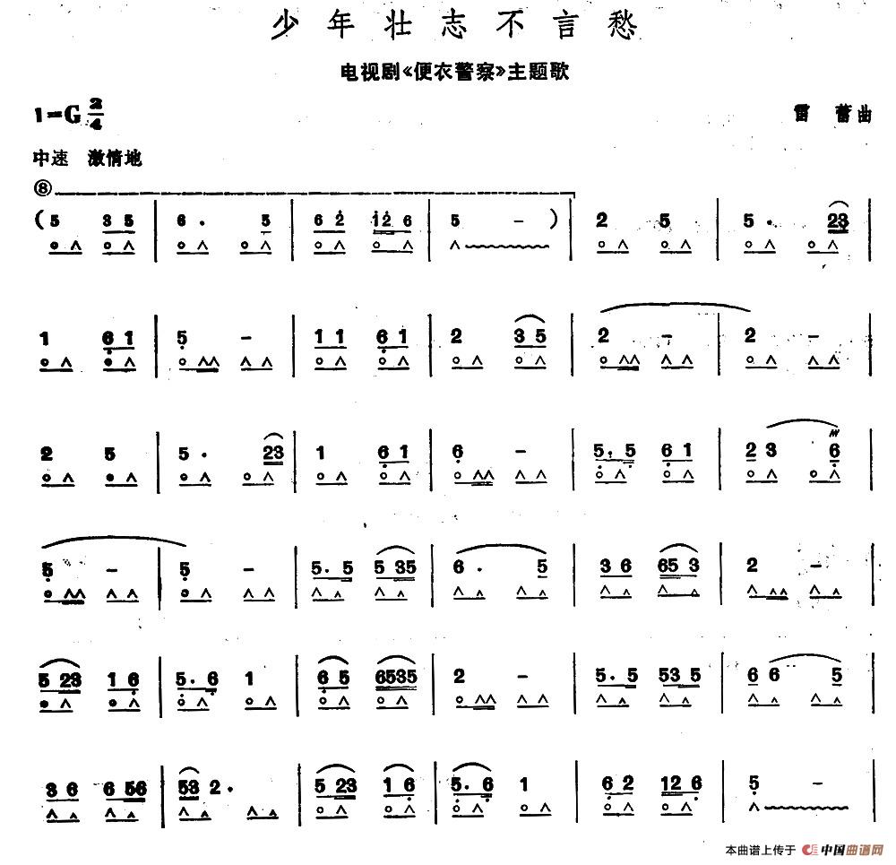 少年壮志不言愁（电视剧《便衣警察》主题歌）口琴谱