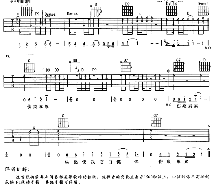 执着(许巍)吉他谱