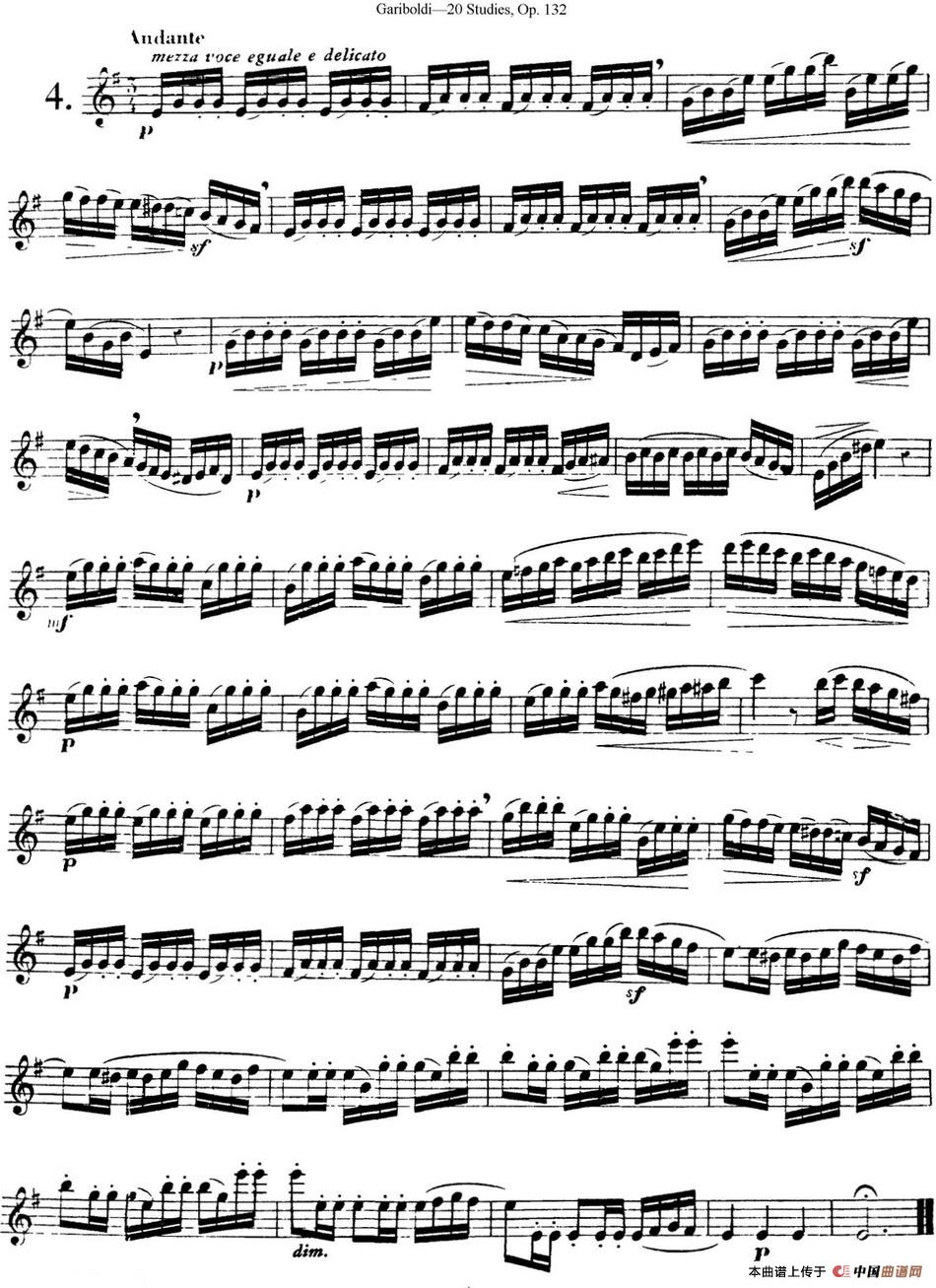 二十首练习曲作品132号之4长笛谱