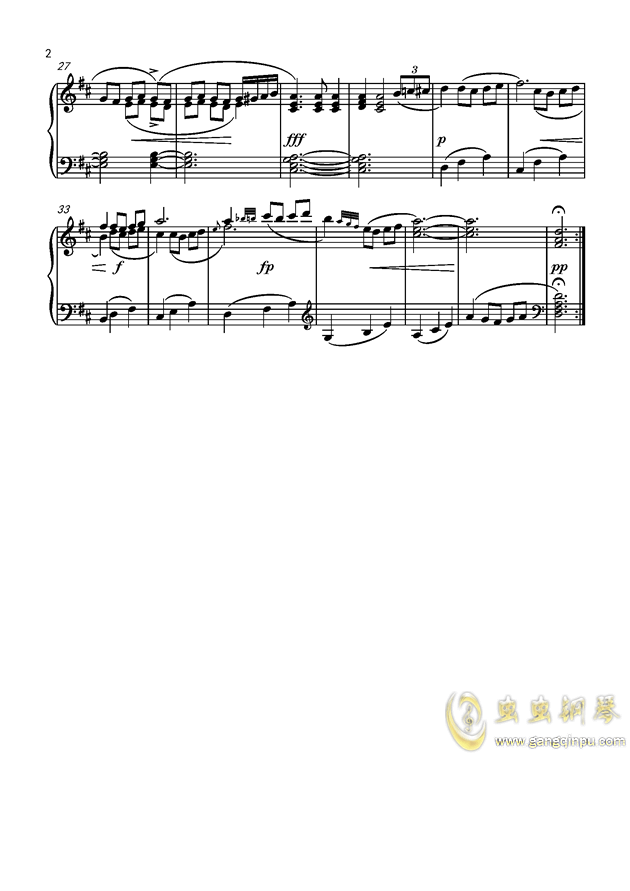 D大调小步舞曲，作品2钢琴谱