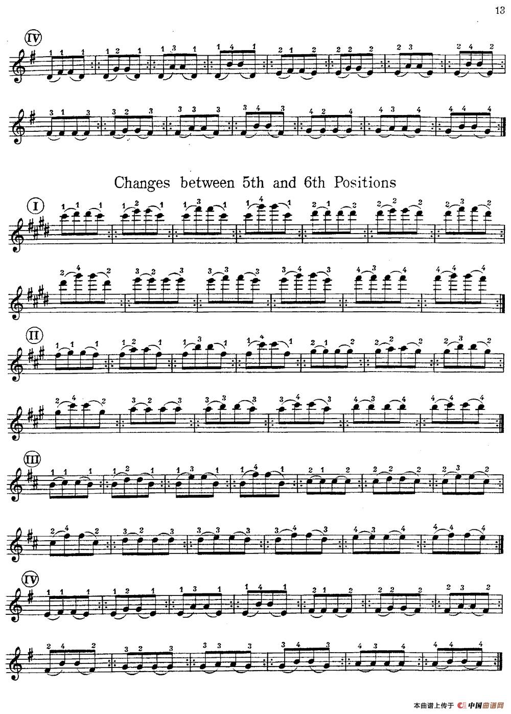 小提琴换把练习曲（第二部分）小提琴谱