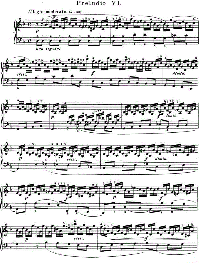 巴赫《平均律钢琴曲集·第一卷》之前奏曲（NO.6）