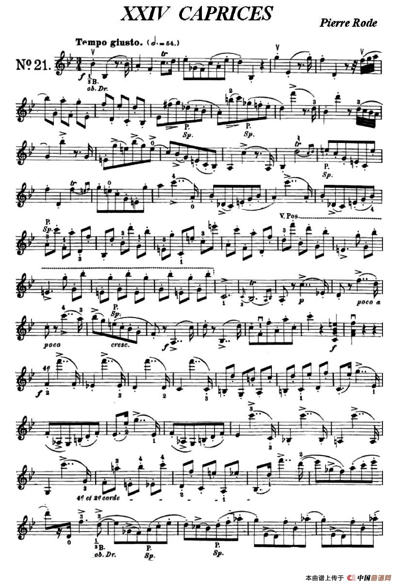 24首小提琴练习曲之21小提琴谱