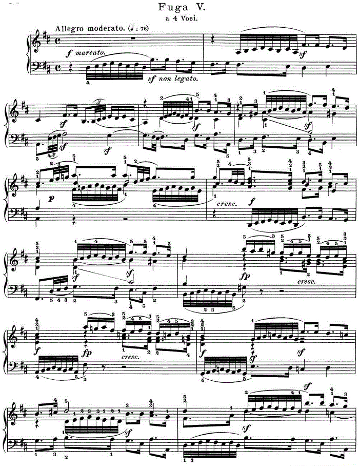 巴赫《平均律钢琴曲集·第一卷》之赋格曲（NO.5）