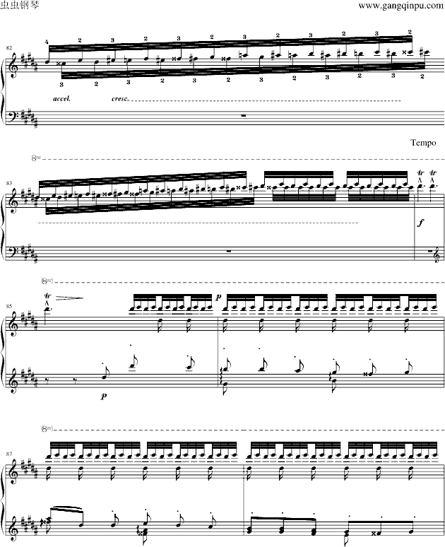 钟（帕格尼尼大练习曲III）李斯特钢琴谱