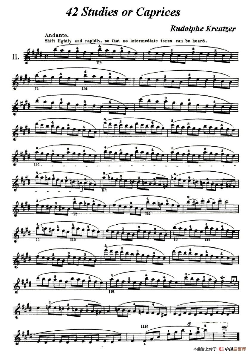 42首练习曲或隨想曲之11小提琴谱