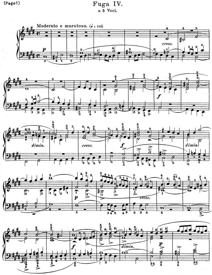 巴赫《平均律钢琴曲集·第一卷》之赋格曲（NO.4）
