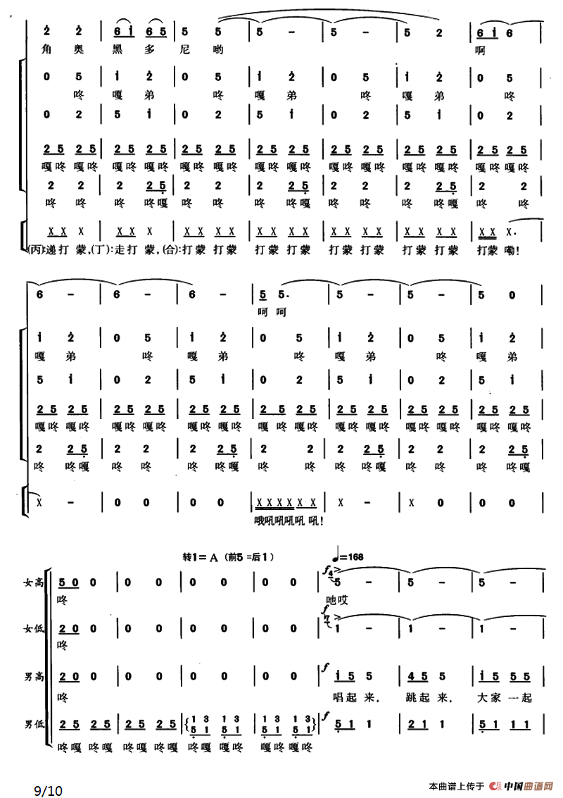 木鼓敲起来（王德文 词曲）合唱谱