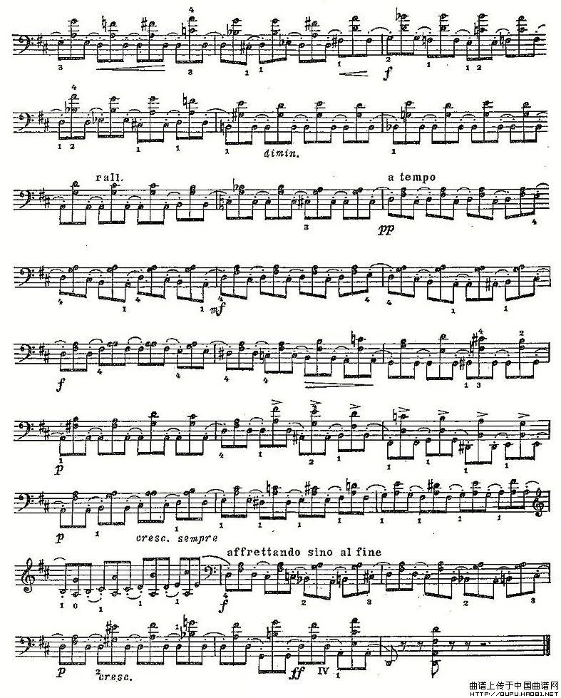 PIATTI 12 Caprices 之9（大提琴）小提琴谱