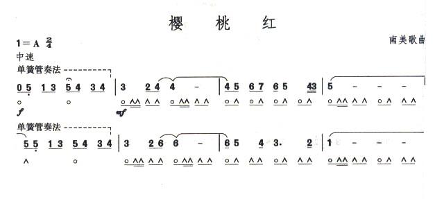 考级六级曲目：樱桃红口琴谱
