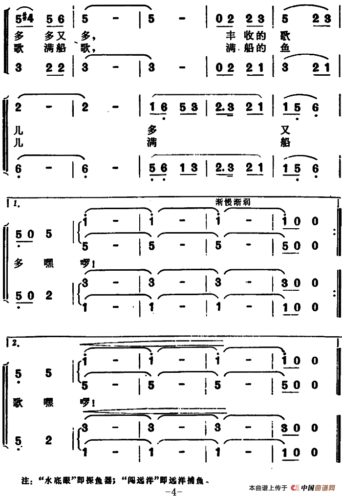 满船鱼儿满船歌合唱谱