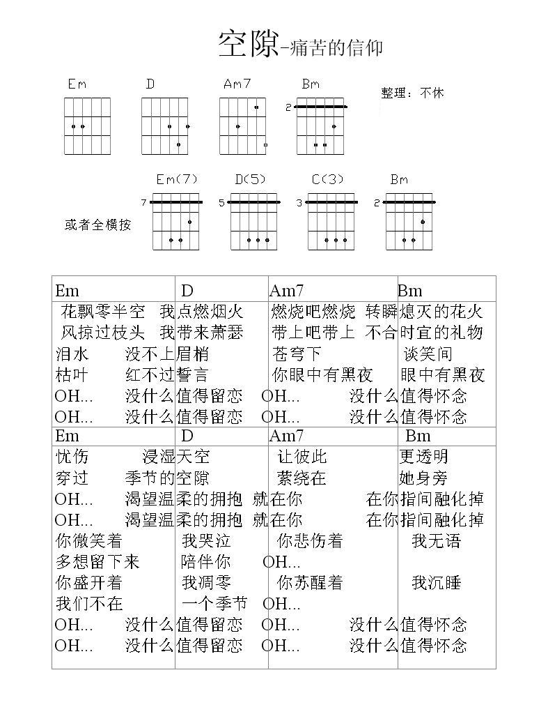 空隙吉他谱