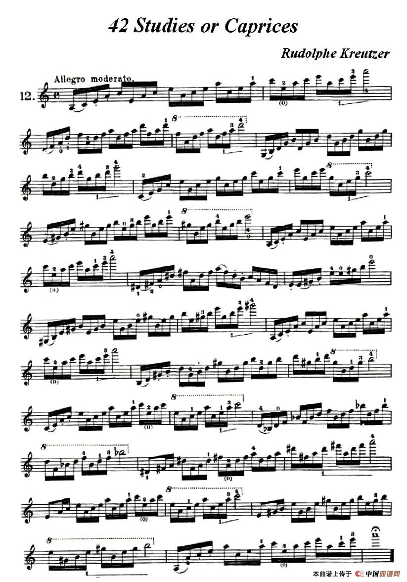 42首练习曲或隨想曲之12小提琴谱