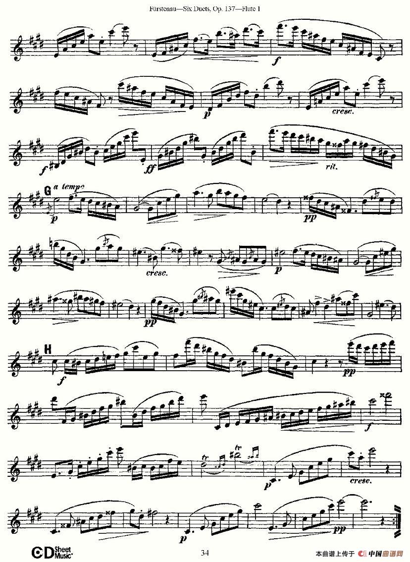 Six Duets, Op.137 之六（二重奏）长笛谱