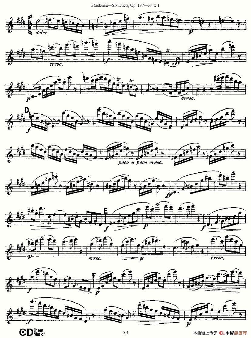 Six Duets, Op.137 之六（二重奏）长笛谱