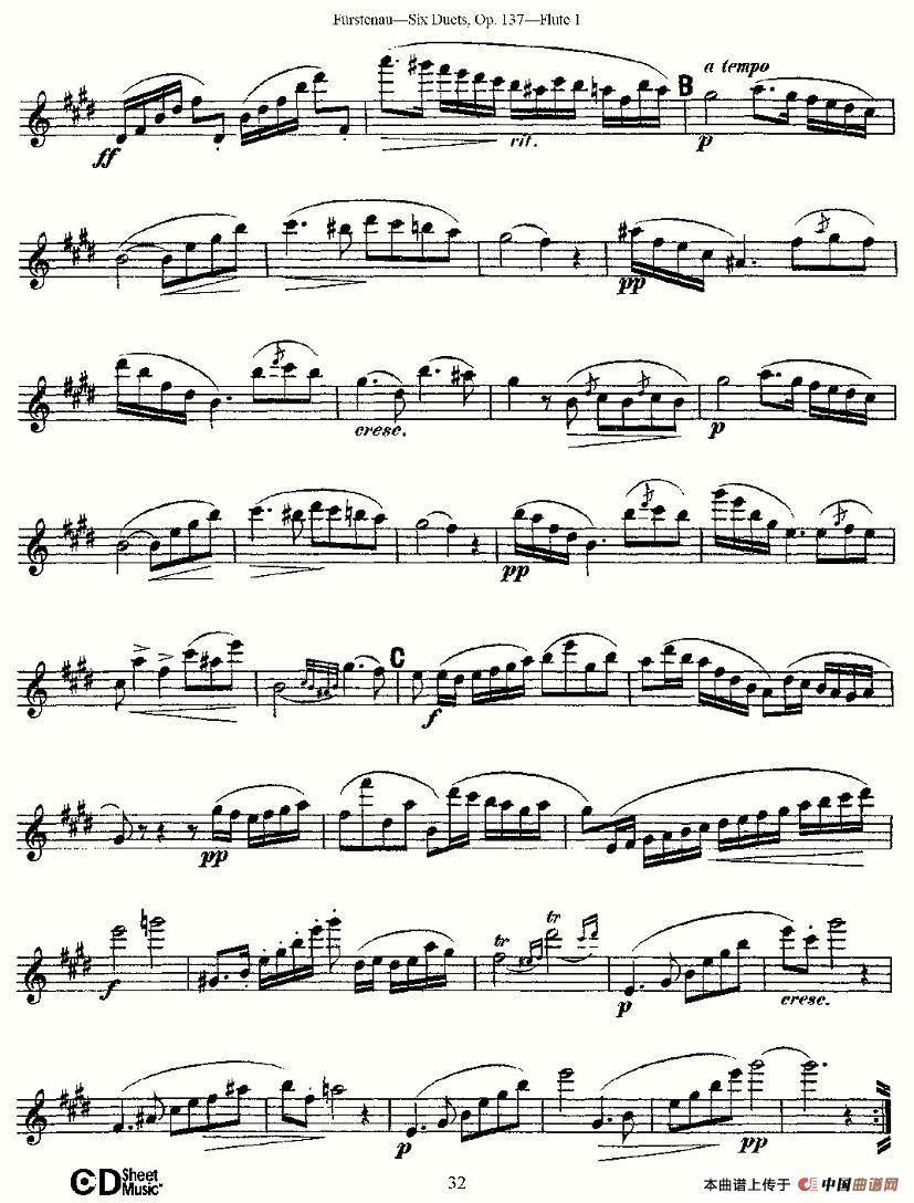 Six Duets, Op.137 之六（二重奏）长笛谱