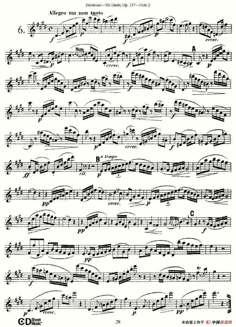 基于维尼亚夫斯基练习曲的10首长笛练习曲之1长笛谱第二版