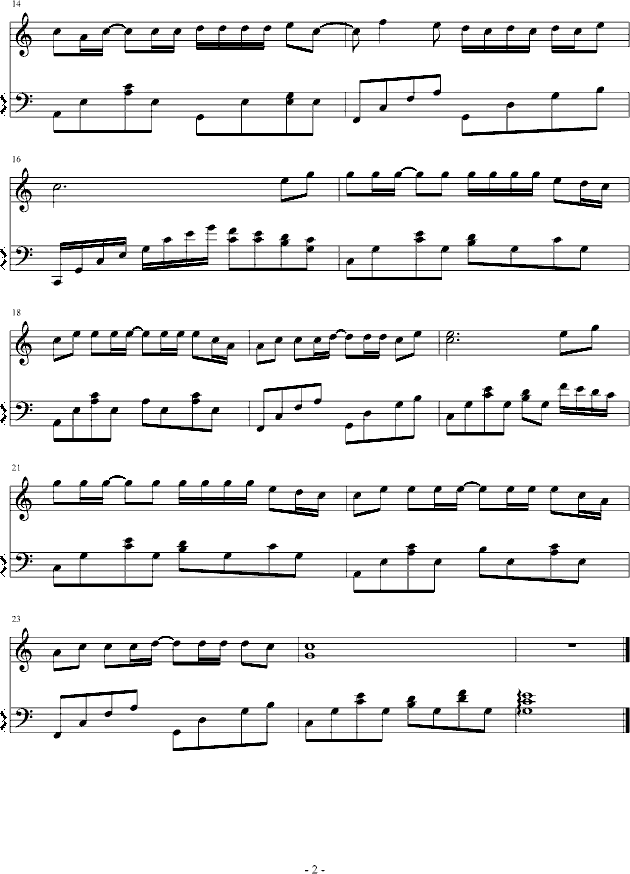 稻香（C调版）钢琴谱