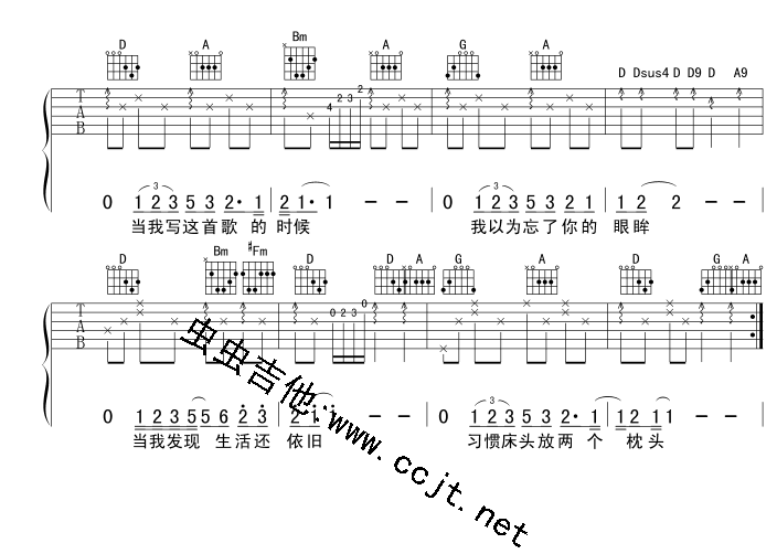 当你说爱我的时候(吉他谱)吉他谱
