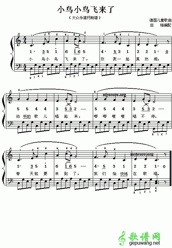 小鸟小鸟飞来了简谱