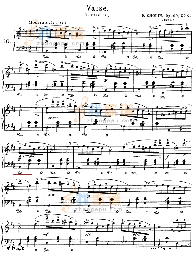 b小调圆舞曲作品69号之2-肖邦钢琴谱