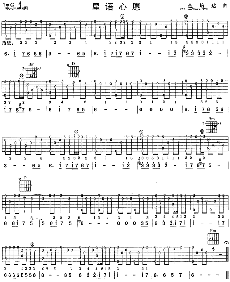 星语心愿(张柏芝)吉他谱