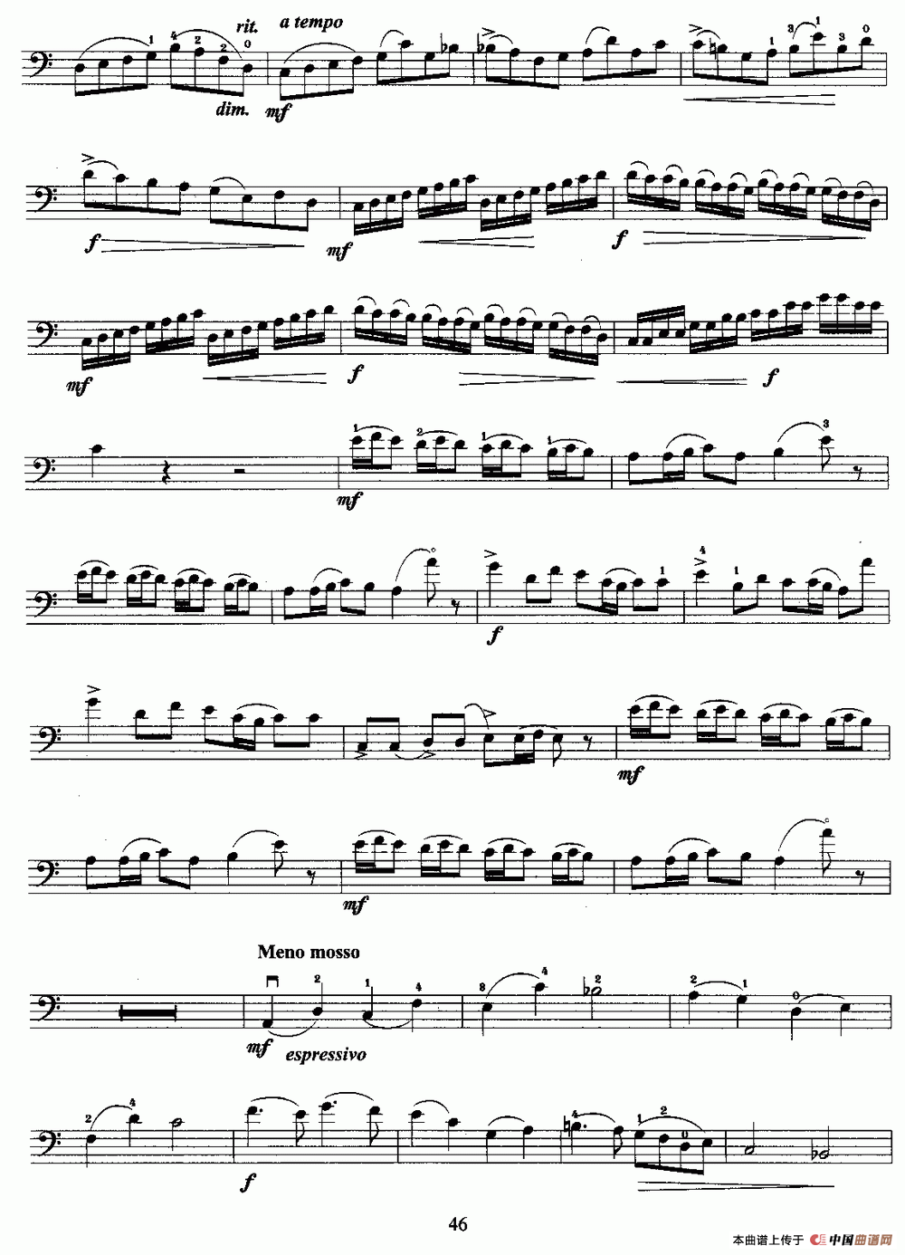 a小调协奏曲（第三乐章）（大提琴）小提琴谱