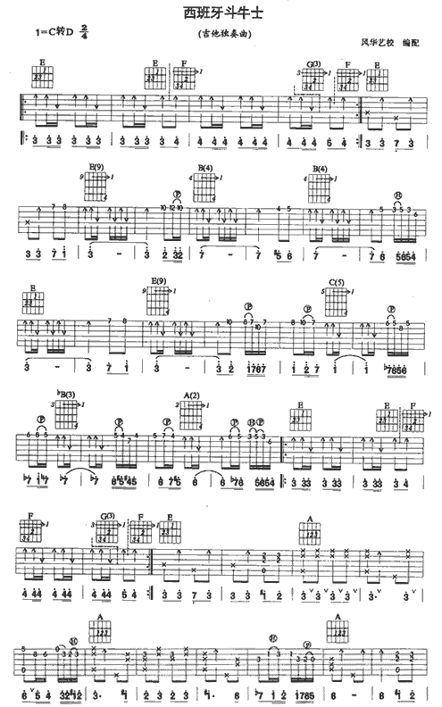 西班牙斗牛士 -认证谱吉他谱( GTP 六线谱)-吉他谱