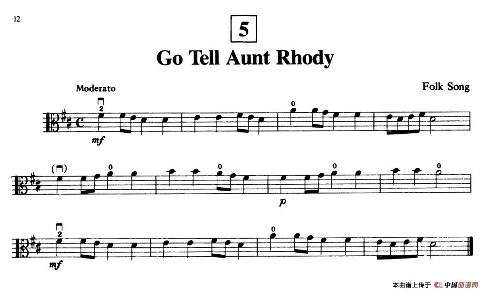 Go Tell Aunt Rhody（中提琴）小提琴谱