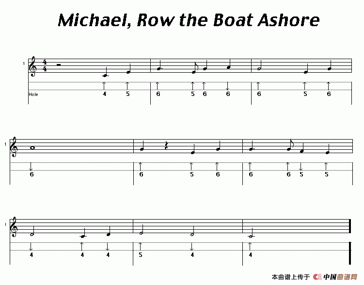 Michael,Row the Boat Ashore口琴谱