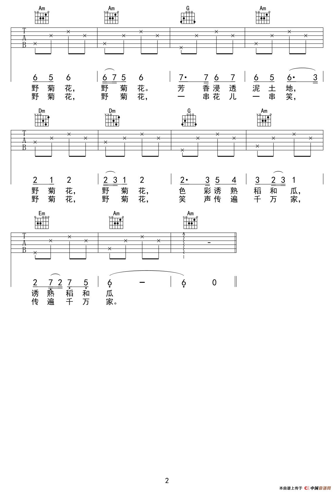 野菊花（少儿吉他）吉他谱