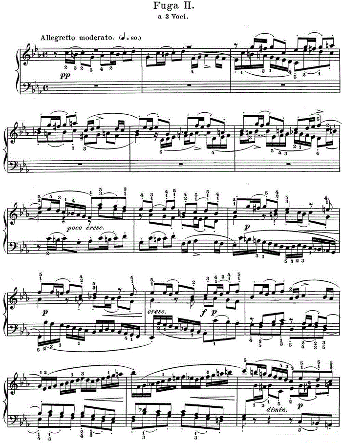 巴赫《平均律钢琴曲集·第一卷》之赋格曲（NO.2）