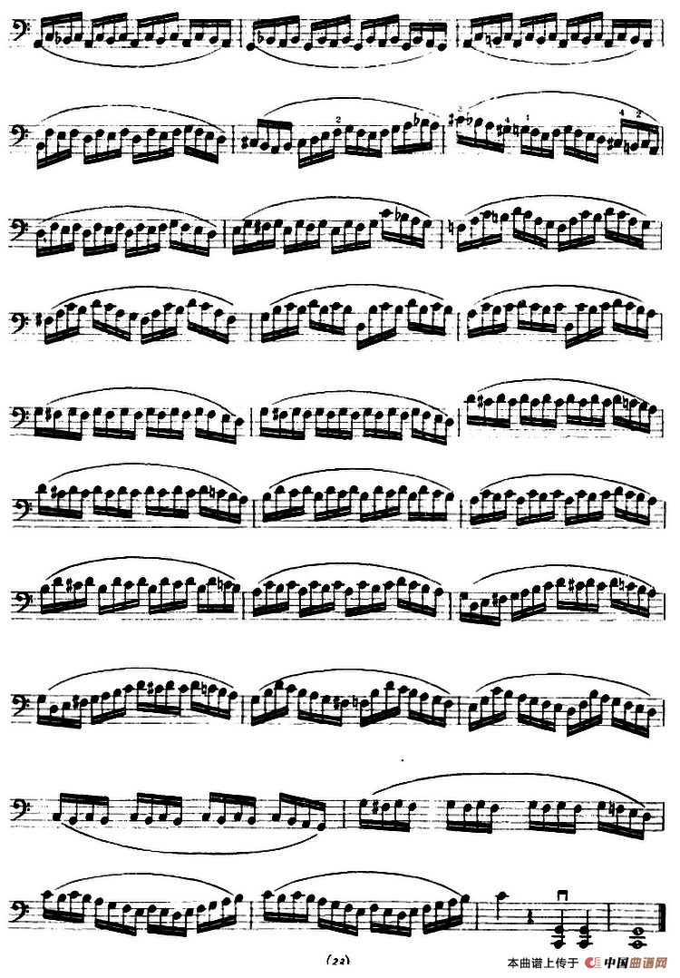 大提琴练习曲：大把位（22—33）小提琴谱