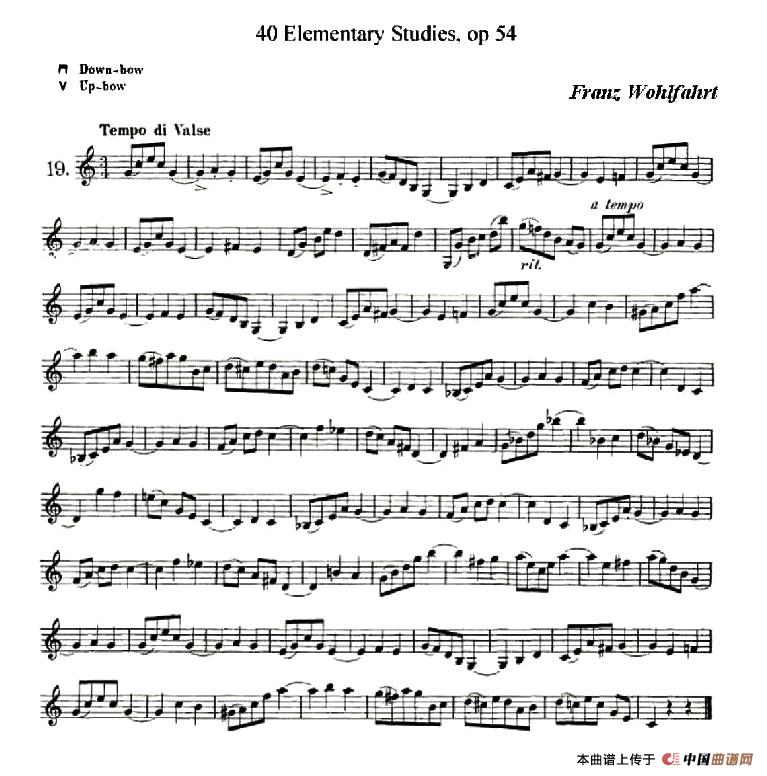 40首小提琴初级技巧练习曲之19小提琴谱