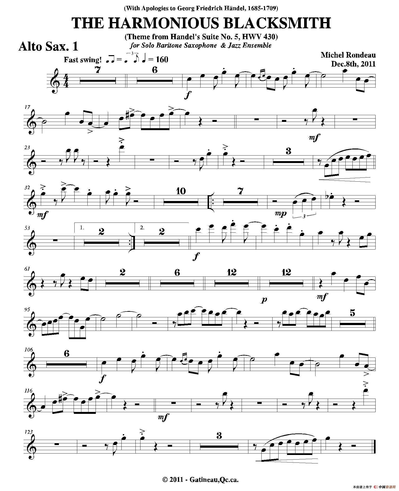 THE HARMONIOUSBLACKSMITH萨克斯谱