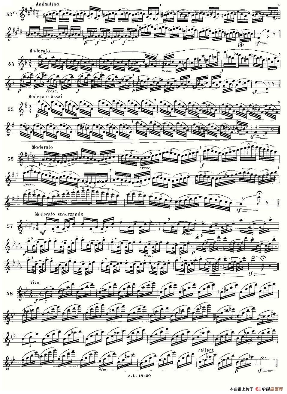 简易音阶练习100首之50-66（moyse-100）长笛谱