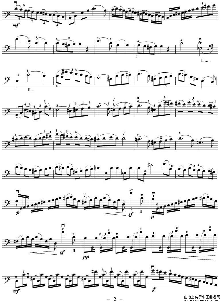 大调奏鸣曲（大提琴谱）小提琴谱